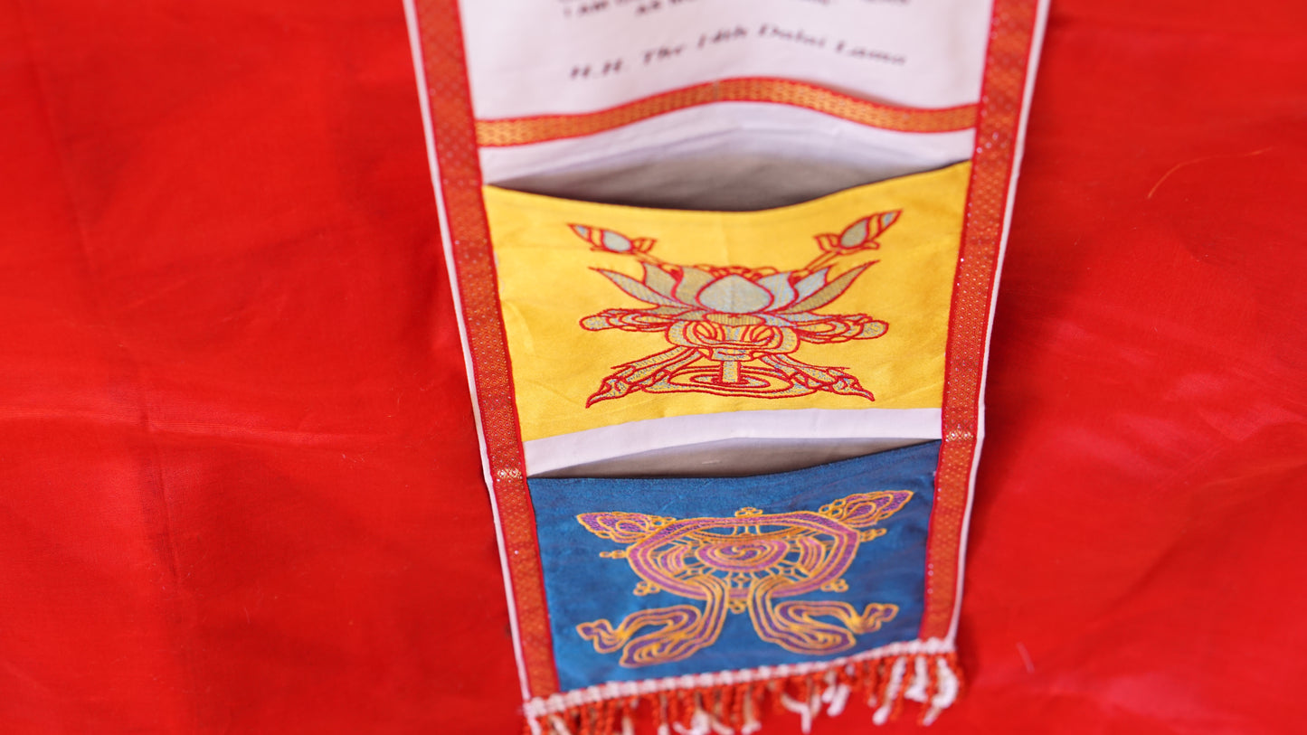 Four pocket traditional Tibetan wall hanger.