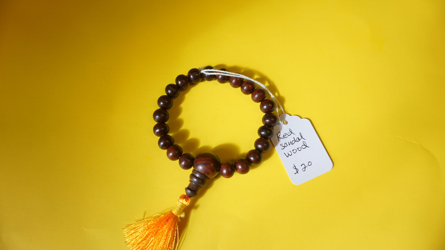Stretchable Red Sandelwood wrist mala.