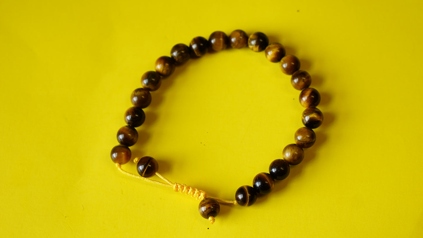 Adjustable Knotted Tiger Eye Mala.