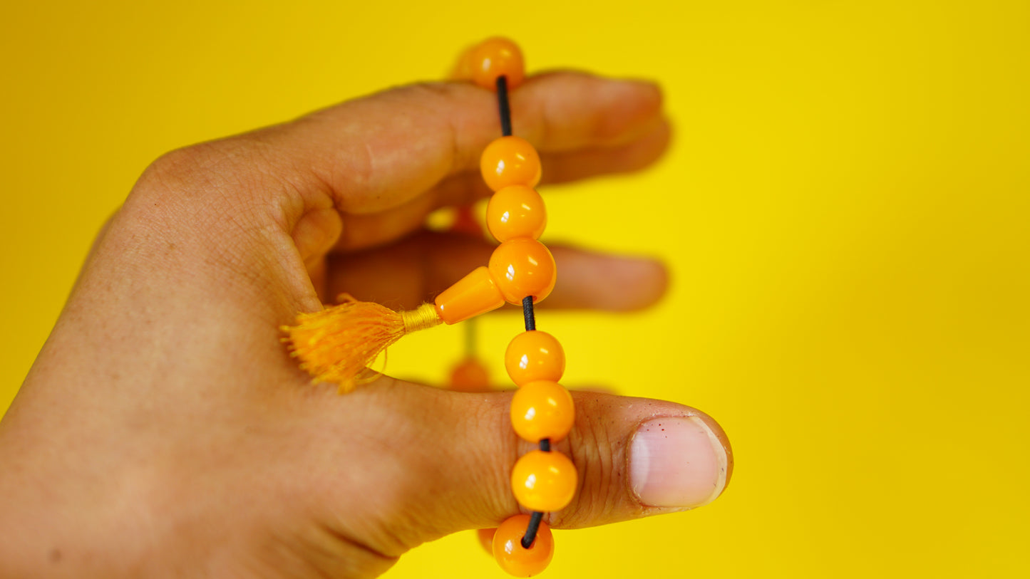 Yellow Stone with Silver Spacers Wrist Mala.
