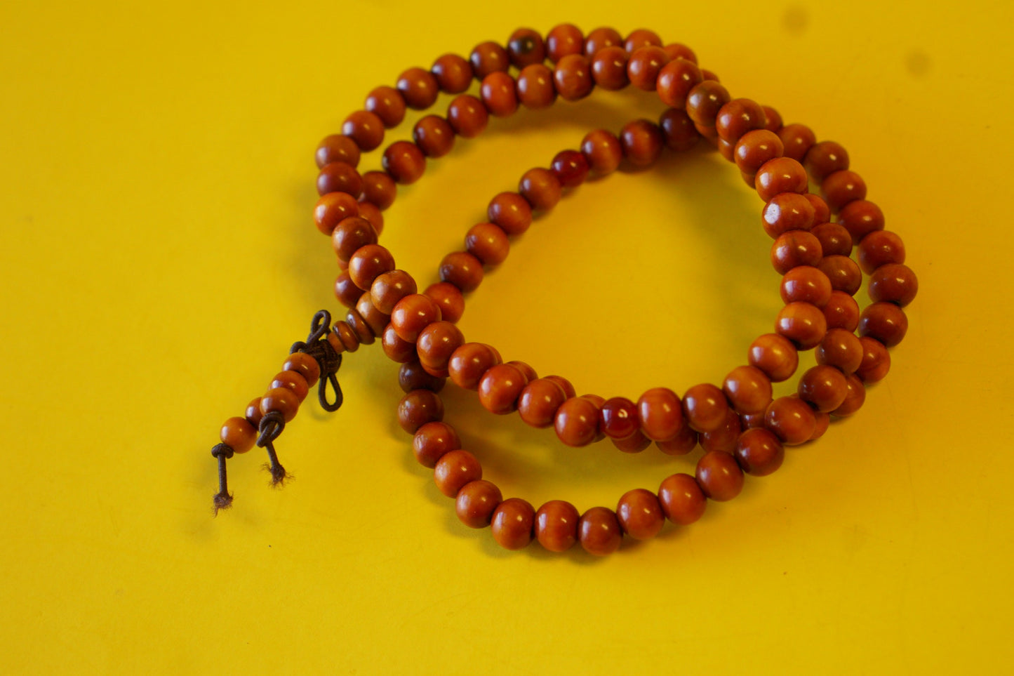 Tibetan Orange and Brownish Wooden Mala.